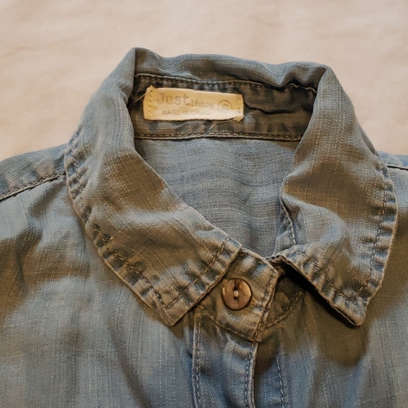 Faux Denim Collared Shirt - Picture 3 of 4